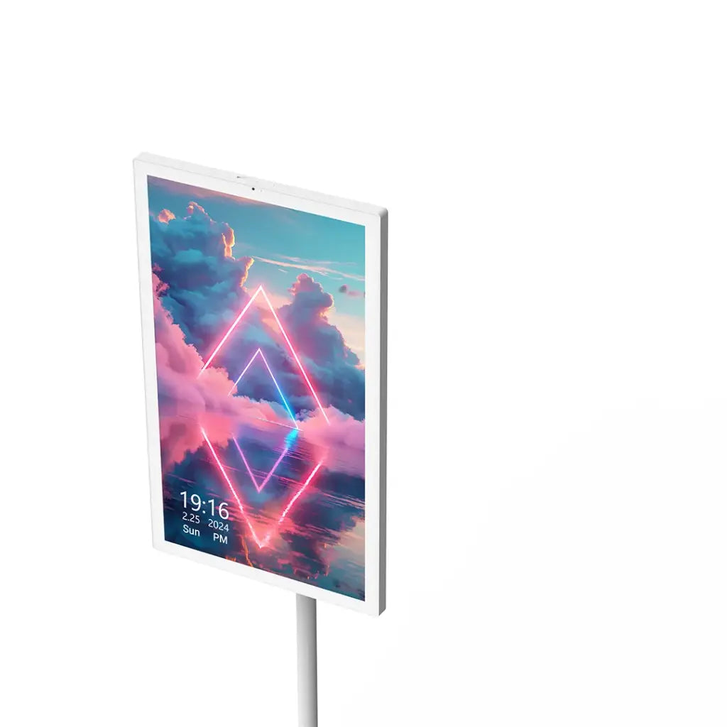 شاشة باورولوجي الذكية 32 بوصة, تحكم باللمس مع نظام اندرويد 13, ذاكرة 128GB وحامل - ابيض | Powerology 32" Android Smart Touch Screen Monitor 60Hz 128GB Dual WiFi with Stand – White