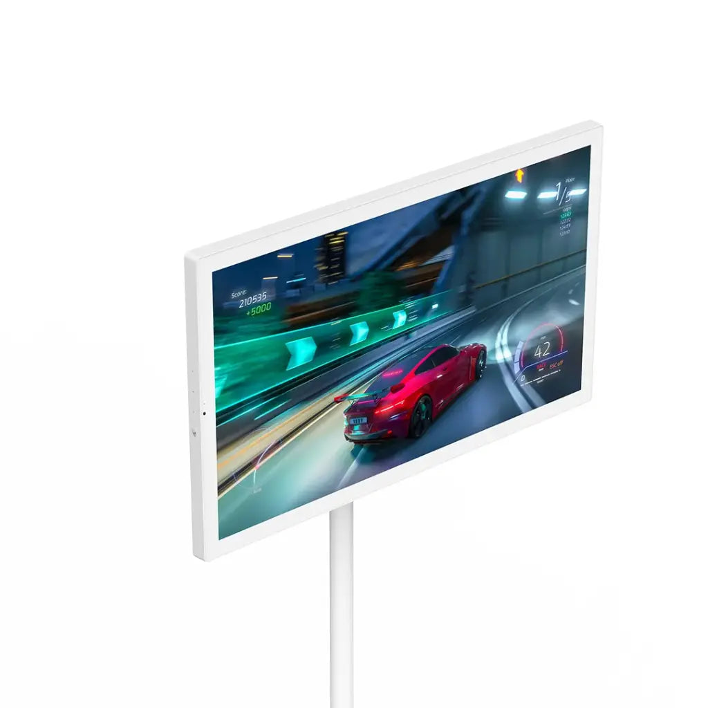 شاشة باورولوجي الذكية 32 بوصة, تحكم باللمس مع نظام اندرويد 13, ذاكرة 128GB وحامل - ابيض | Powerology 32" Android Smart Touch Screen Monitor 60Hz 128GB Dual WiFi with Stand – White