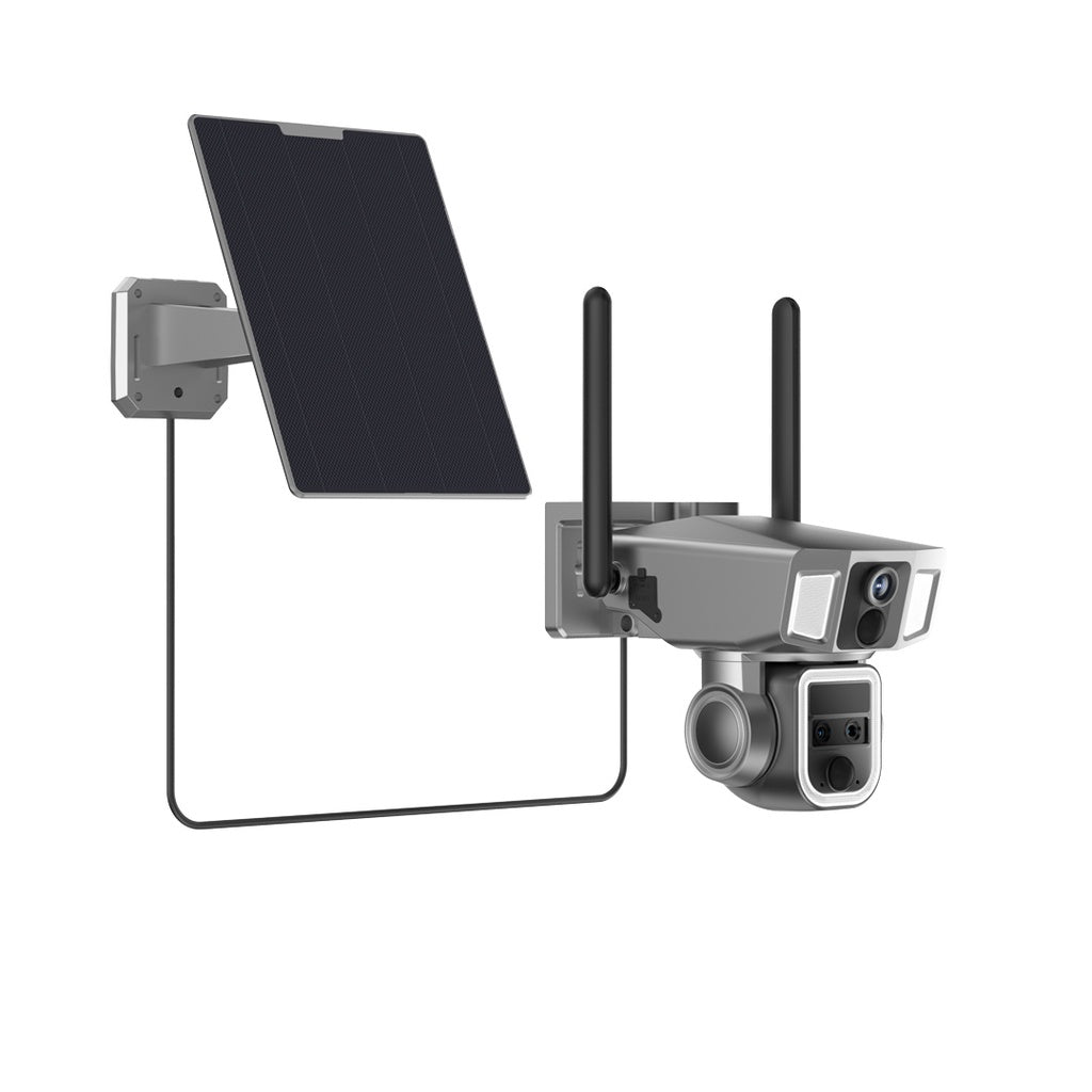 كاميرا مراقبة باورولوجي 4G/Wifi مزدوجة العدسة بدوران 360 درجة وزوم x10 مع طاقة شمسية - اسود | Powerology 4G/WiFi 360° Dual Lens Security Camera 10x Zoom with Solar Power – Black