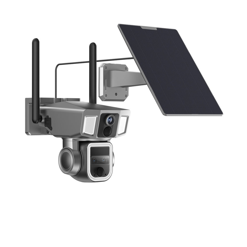 كاميرا مراقبة باورولوجي 4G/Wifi مزدوجة العدسة بدوران 360 درجة وزوم x10 مع طاقة شمسية - اسود | Powerology 4G/WiFi 360° Dual Lens Security Camera 10x Zoom with Solar Power – Black