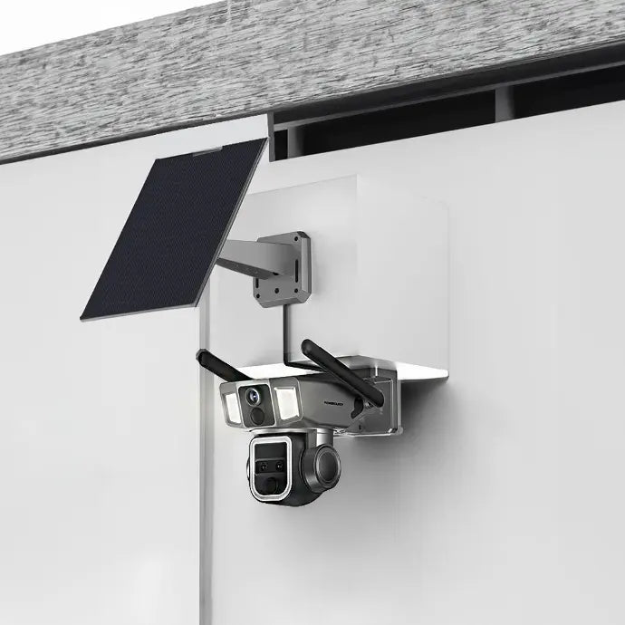 كاميرا مراقبة باورولوجي 4G/Wifi مزدوجة العدسة بدوران 360 درجة وزوم x10 مع طاقة شمسية - اسود | Powerology 4G/WiFi 360° Dual Lens Security Camera 10x Zoom with Solar Power – Black