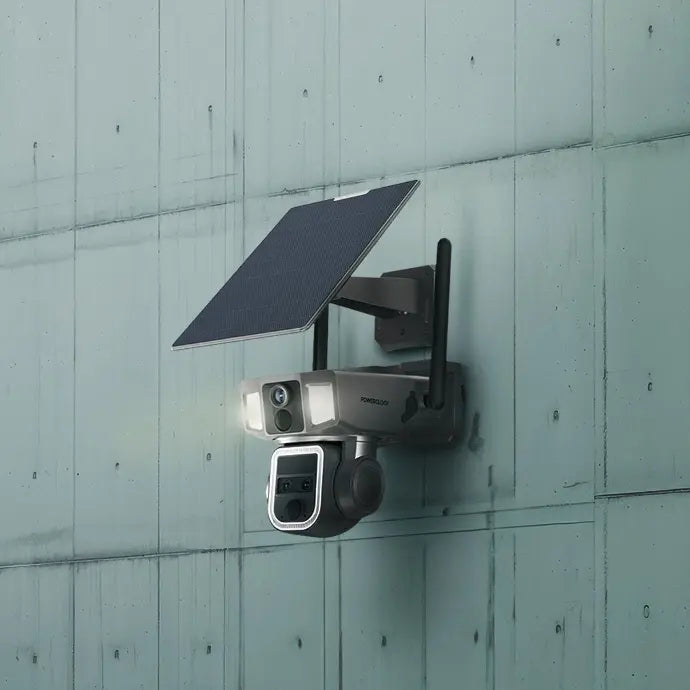 كاميرا مراقبة باورولوجي 4G/Wifi مزدوجة العدسة بدوران 360 درجة وزوم x10 مع طاقة شمسية - اسود | Powerology 4G/WiFi 360° Dual Lens Security Camera 10x Zoom with Solar Power – Black