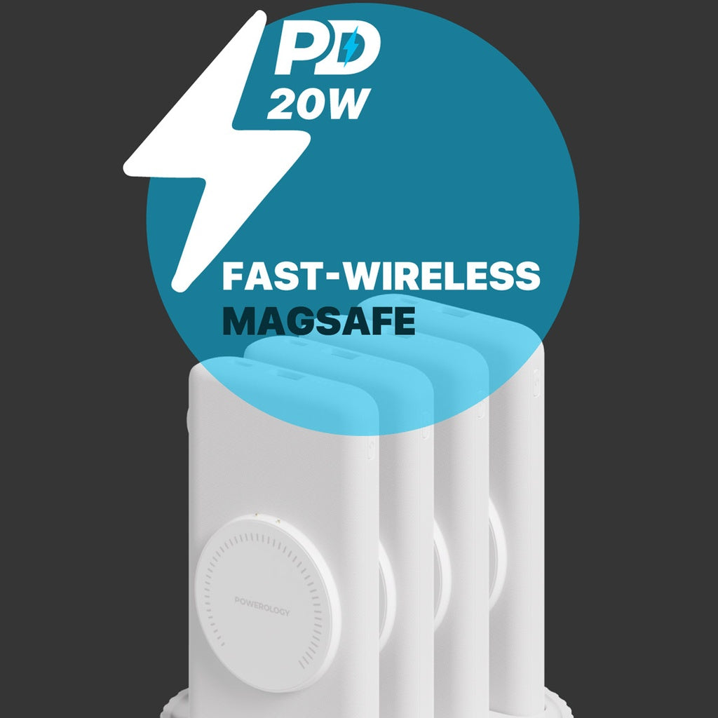 باورولوجي محطة شحن 4 في 1 مع باور بانك بسعة 10000 مللي امبير ودعم شحن سريع بقدرة 100 واط | Powerology 4in1 Station 10000mAh PD 100W QC Wireless Power Bank.