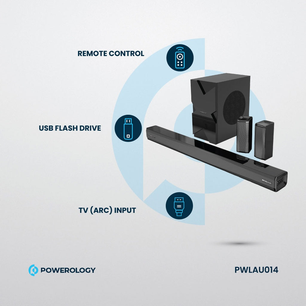 نظام سماعات المسرح المنزلي 5.1CH من باورولوجي - اسود | Powerology 5.1CH Home Theater Speaker System – Black