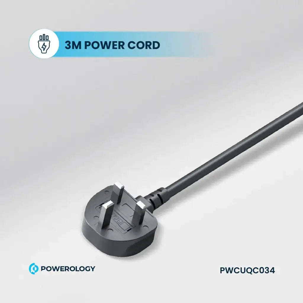 تقسيم باورولوجي 6 منافذ مع منفذين يو اس بي سي ومنفذين يو اس بي اي, كيبل بطول 2 متر | Powerology PD20W QC 3.0 2A + 2 Type C Socket, 2M Cable.