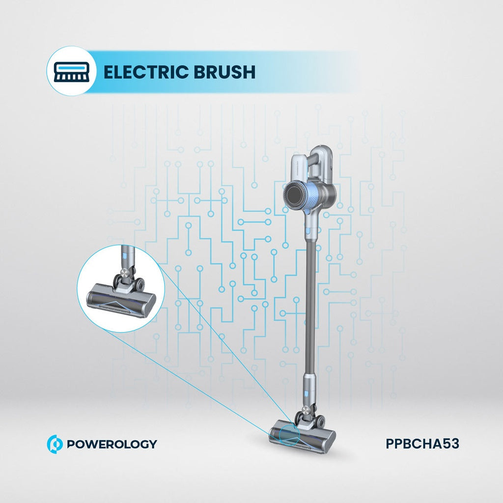 باورولوجي مكنسة كهربائية لاسلكية مع شاشة عرض HD وبطارية قابلة للفصل - رمادي غامق | Powerology Cordless Vacuum Cleaner with HD Display & Detachable Battery – Dark Grey.