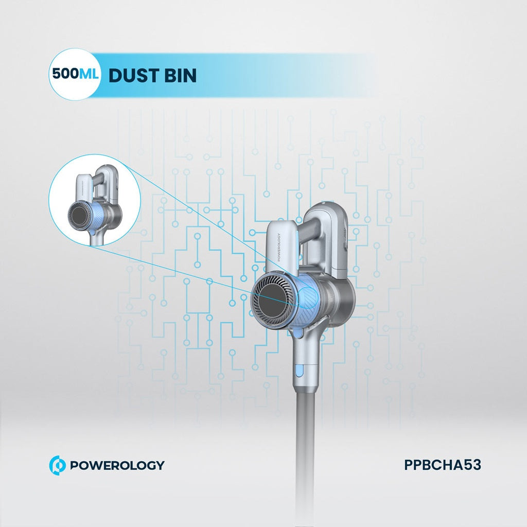 باورولوجي مكنسة كهربائية لاسلكية مع شاشة عرض HD وبطارية قابلة للفصل - رمادي غامق | Powerology Cordless Vacuum Cleaner with HD Display & Detachable Battery – Dark Grey.