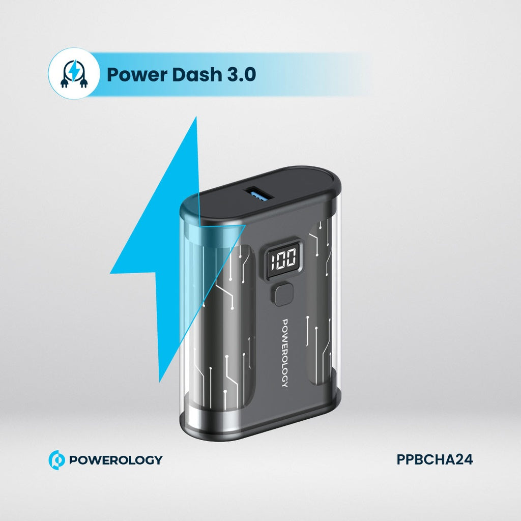 باور بانك باورولوجي كريستالين 10000mAh, مع دعم للشحن السريع بقدرة 35 واط | Powerology Crystalline Series Powerbank 10000mAh PD 35W.