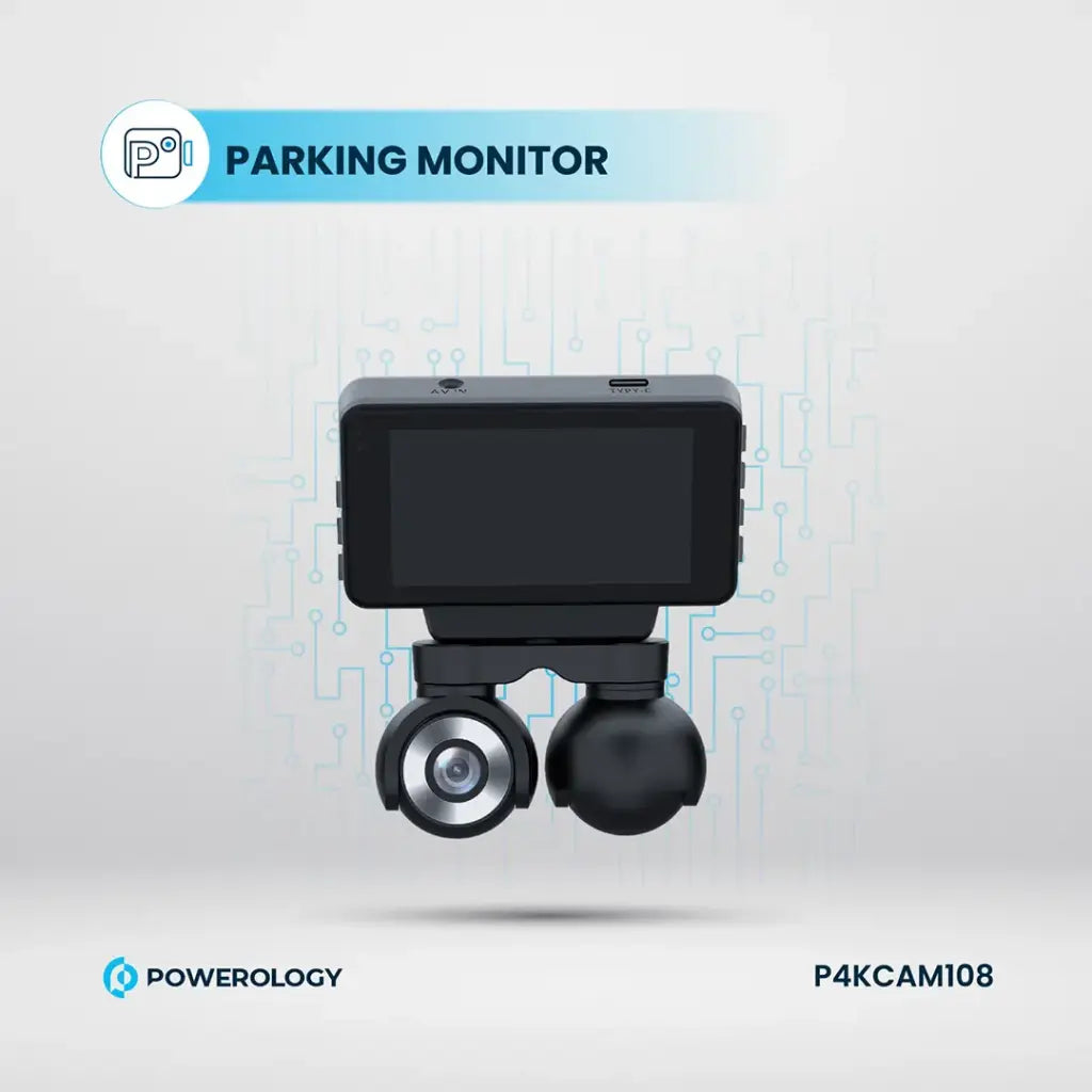 Powerology Dual Lens Dash Camera 4K Front & 1080P Interior - كاميرا داش مزدوجة باورلوجي بدقة 4K
