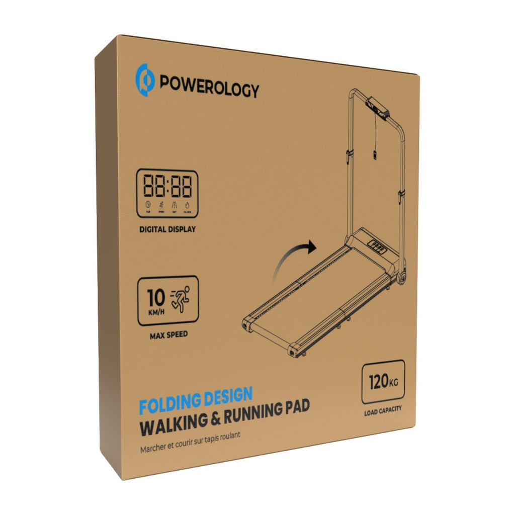 جهاز مشي قابل للطي من باورولوجي بقوة 2.0HP مع حمولة قصوى 120 كجم - اسود | Powerology 2.0HP Foldable Treadmill Max Load 120KG – Black