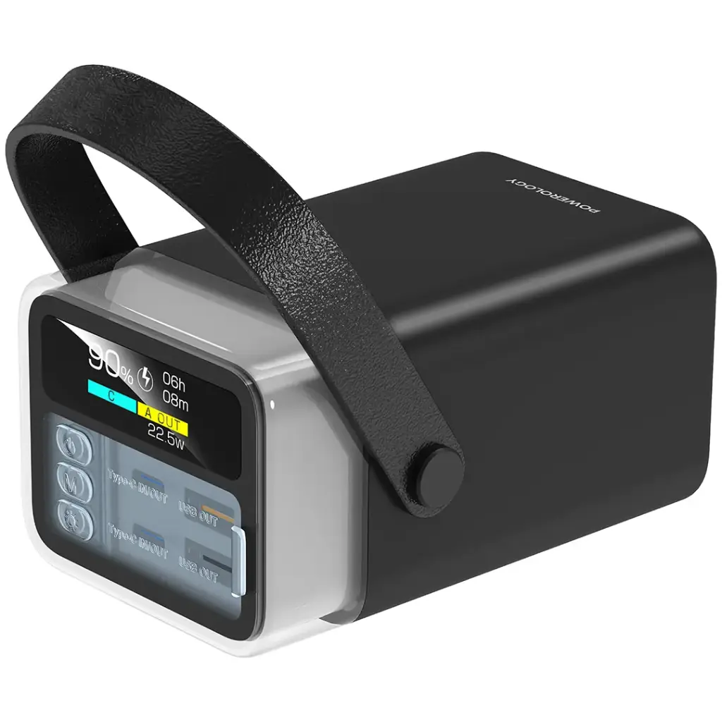 Bankeya Hêzê ya Powerology Halo Beam, 40,000mAh, 65W PD - Reş