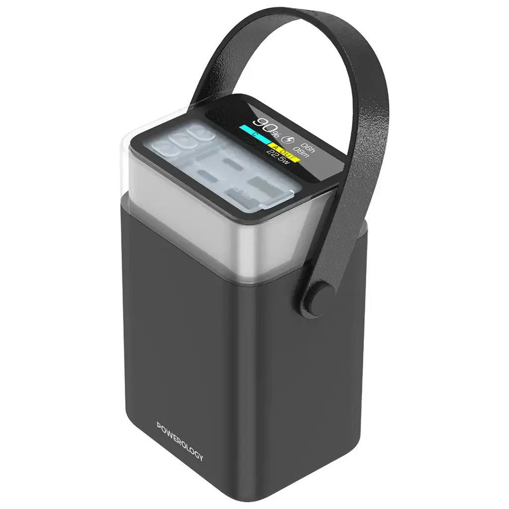 Bankeya Hêzê ya Powerology Halo Beam, 40,000mAh, 65W PD - Reş