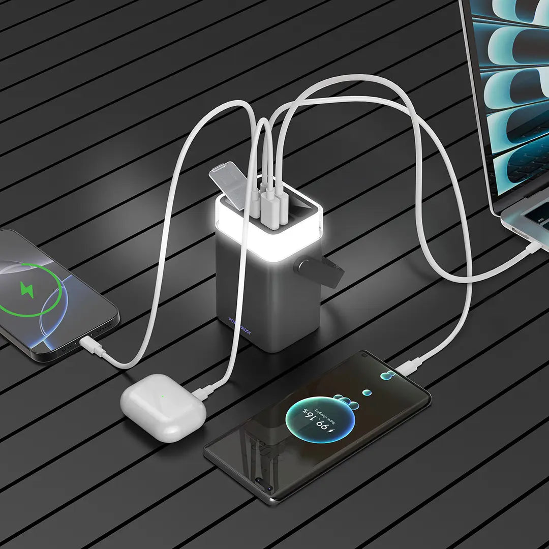 Bankeya Hêzê ya Powerology Halo Beam, 40,000mAh, 65W PD - Reş