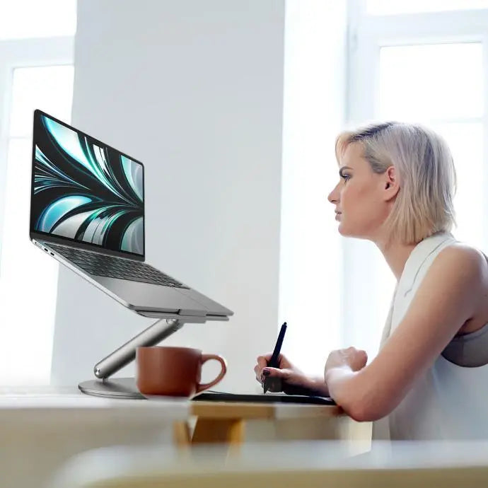 باورولوجي حامل مكتبي دوار لاجهزة اللابتوب, دعم الاجهزة حتى 16 بوصة - رمادي غامق | Powerology Rotatable Aluminum Desktop Stand for Laptop 16" - Dark Grey