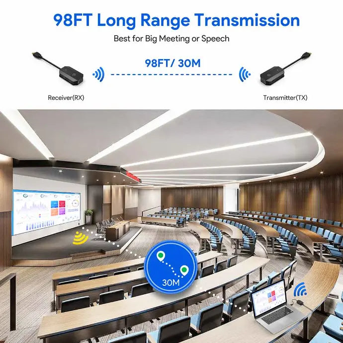 باورولوجي محول HDMI لاسلكي مع كيبل يو اس بي سي بدقة Full HD 1080P - اسود | Powerology Wireless HDMI Mirroring Adaptor Pair with USB-C Cable Full HD 1080P - Black