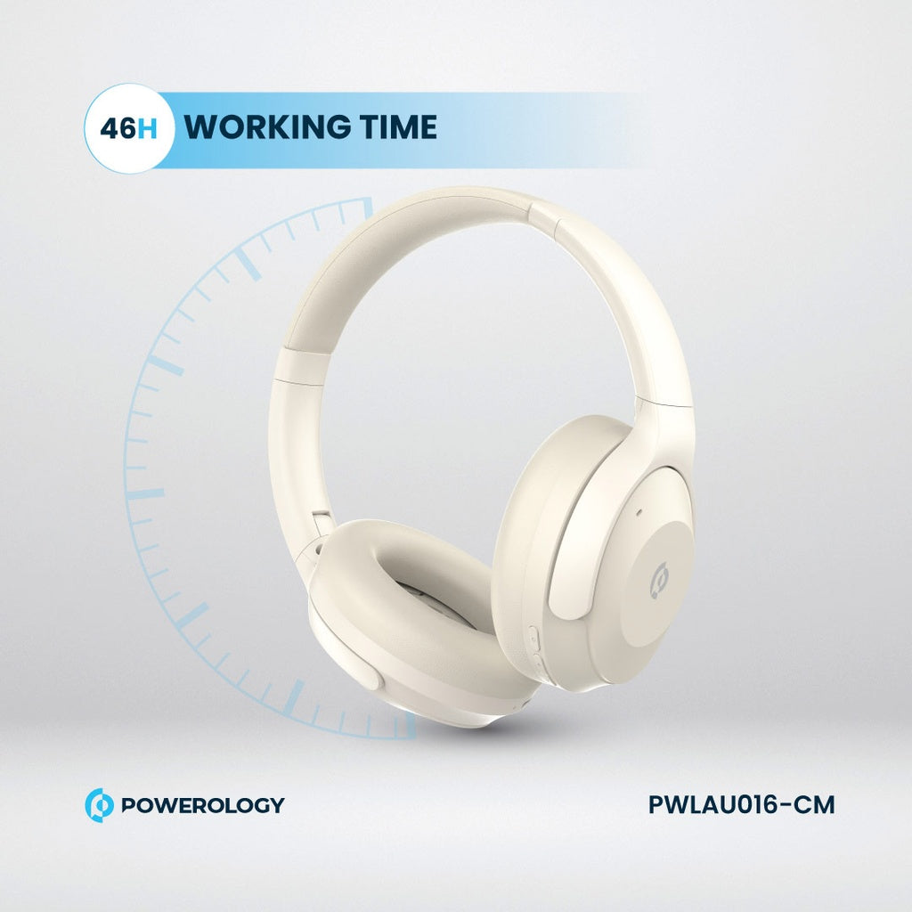 سماعة باورولوجي Hybrid ANC اللاسلكية بتشغيل حتى 46 ساعة | Powerology Hybrid ANC Headphones – Up to 46H Playtime.