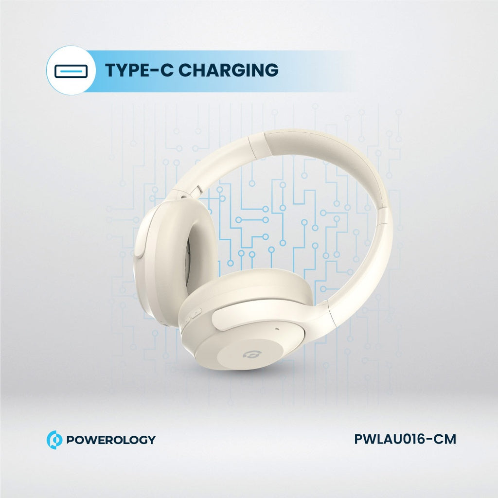 سماعة باورولوجي Hybrid ANC اللاسلكية بتشغيل حتى 46 ساعة | Powerology Hybrid ANC Headphones – Up to 46H Playtime.