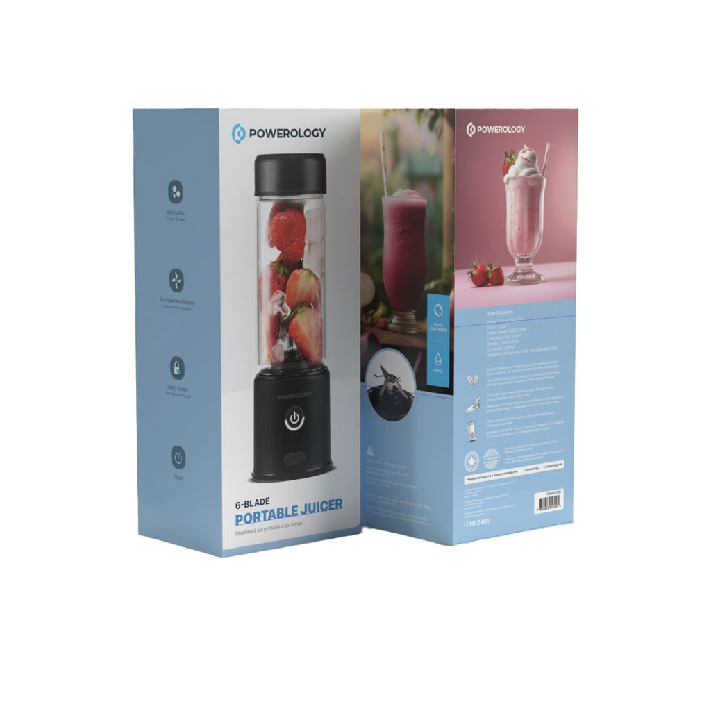 Ava Avê ya Portable ya Powerology ya 6-Tîp 450ml 126W - Reş