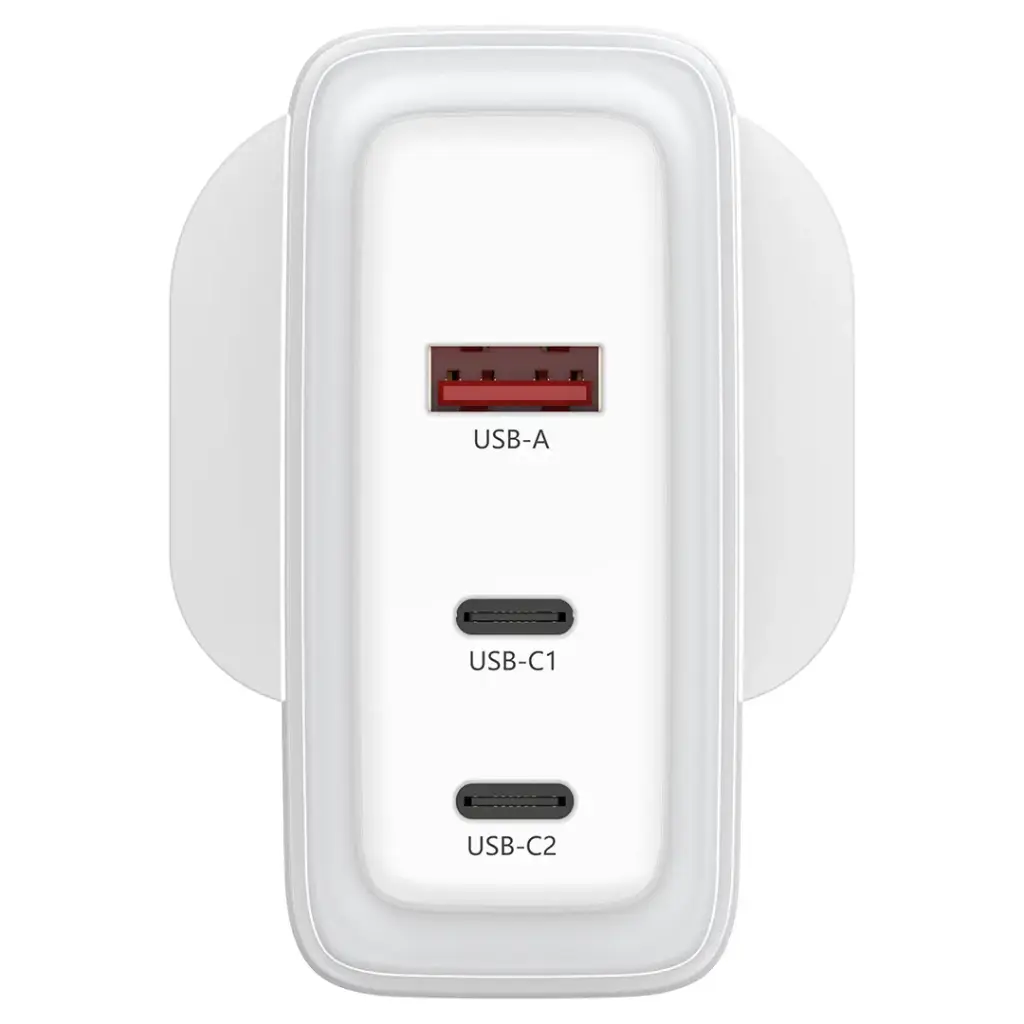 شاحن باورولوجي لايف ستايل ب 3 منافذ للشحن مع شحن سريع بقدرة 100 واط - ابيض | Powerology 3-Port Fast Charging Adapter – White