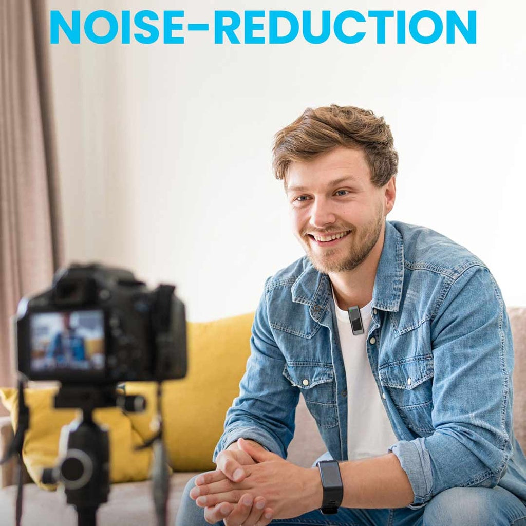 مايكروفون لافالير اللاسلكي من باورولوجي, مزدوج بموصل MFI وبطارية بسعة 2000 مللي امبير - اسود | Powerology MFI Dual Connector Wireless Lavalier Microphone x2 Mic 2000mAh - Black