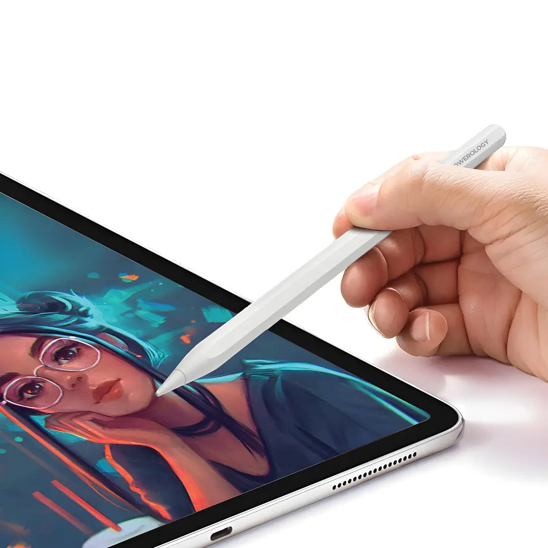 قلم باورولوجي نيوتيك الذكي للاجهزة اللوحية - ابيض | Powerology Neotec Active Stylus Pen Stylet Gestuel Intelligent - White