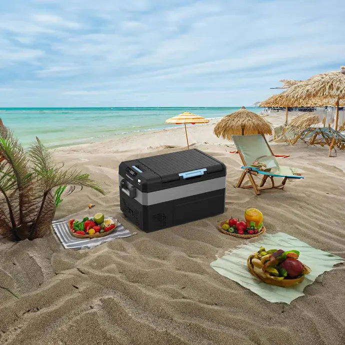 ثلاجة محمولة بسعة 55 لتر مع تطبيق ذكي من باورولوجي - اسود | Powerology Portable Fridge 55L with APP - Black