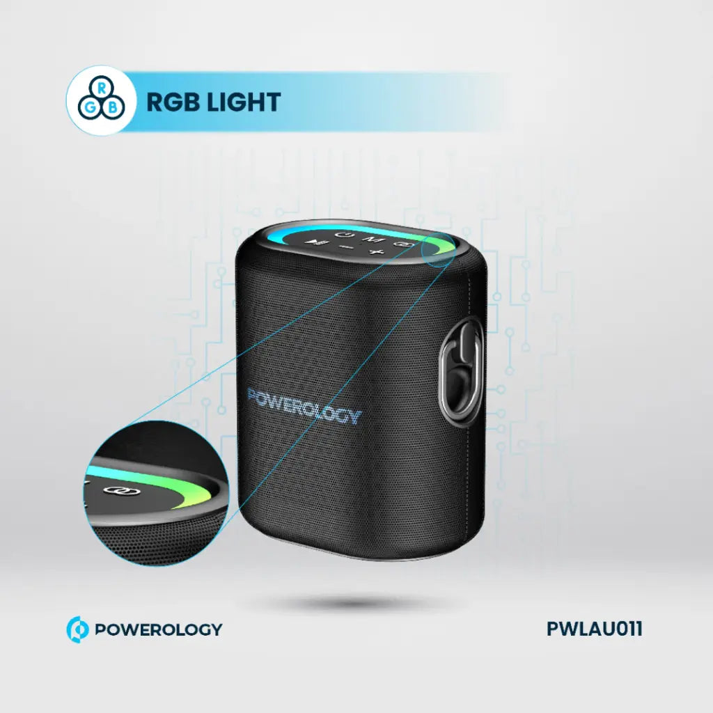 سبيكر باورولوجي اللاسلكي بقوة 20 واط, تشغيل 8 ساعات - اسود | Powerology TWS Speaker 20W – 8H Playtime – Black.