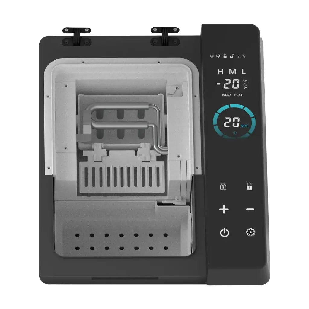 ثلاجة محمولة بعجلات بقدرة 90 واط من باورولوجي مع صانعة ثلج - اسود | Powerology 90W Portable Refrigerator with Ice Maker & Wheels – Black