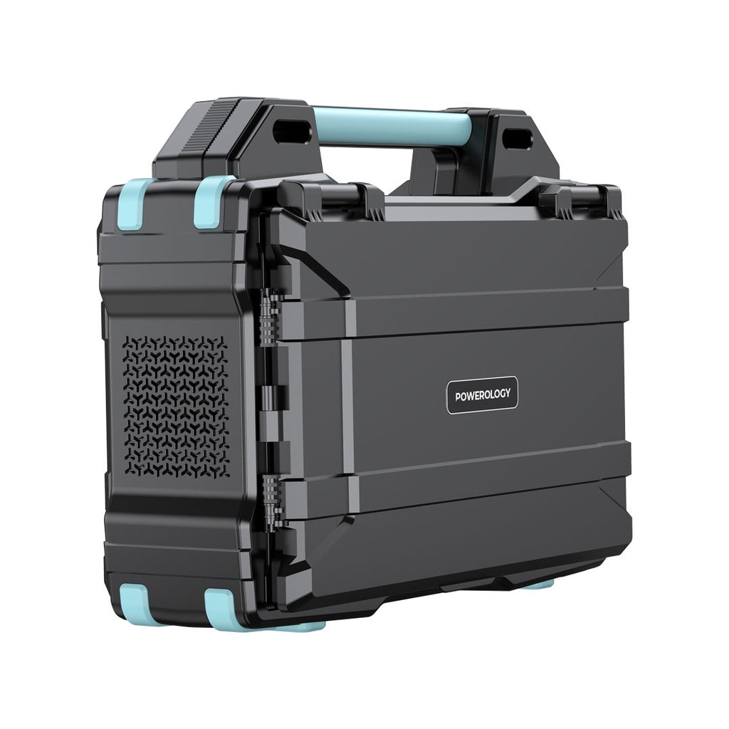 مولد طاقة محمول بالطاقة الشمسية بسعة 284 واط/ساعة وقدرة 400 واط من باورولوجي, مع شحن سريع - اسود | Powerology 284Wh Portable Solar Power Generator 400W QC Fast Charging – Black.