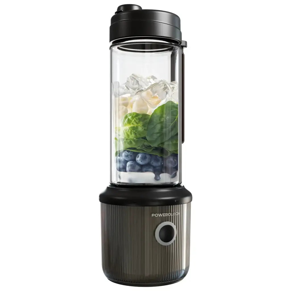 خلاط محمول باورولوجي بسعة 450 مل وبطارية 5000mAh, و 6 شفرات - اسود | Powerology Portable Blender 450ml 5000mAh 6 Blades – Black.