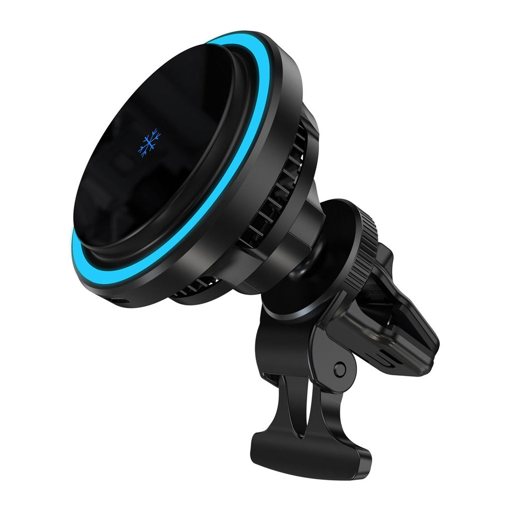 Powerology Qi2 Standard 15W Compatible With iPhone15 MagSafe Fast Charger - شاحن باورولوجي MagSafe Qi2 سريع 15 واط مع تبريد وإضاءة RGB