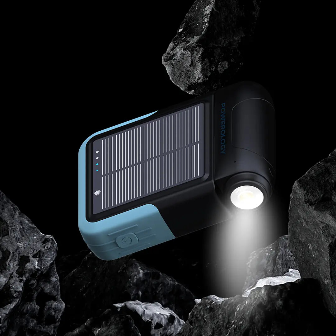 باور بانك باورولوجي الشمسي بسعة 10,000 مللي امبير - اسود | Powerology Solar Power Bank 10000mAh – Black
