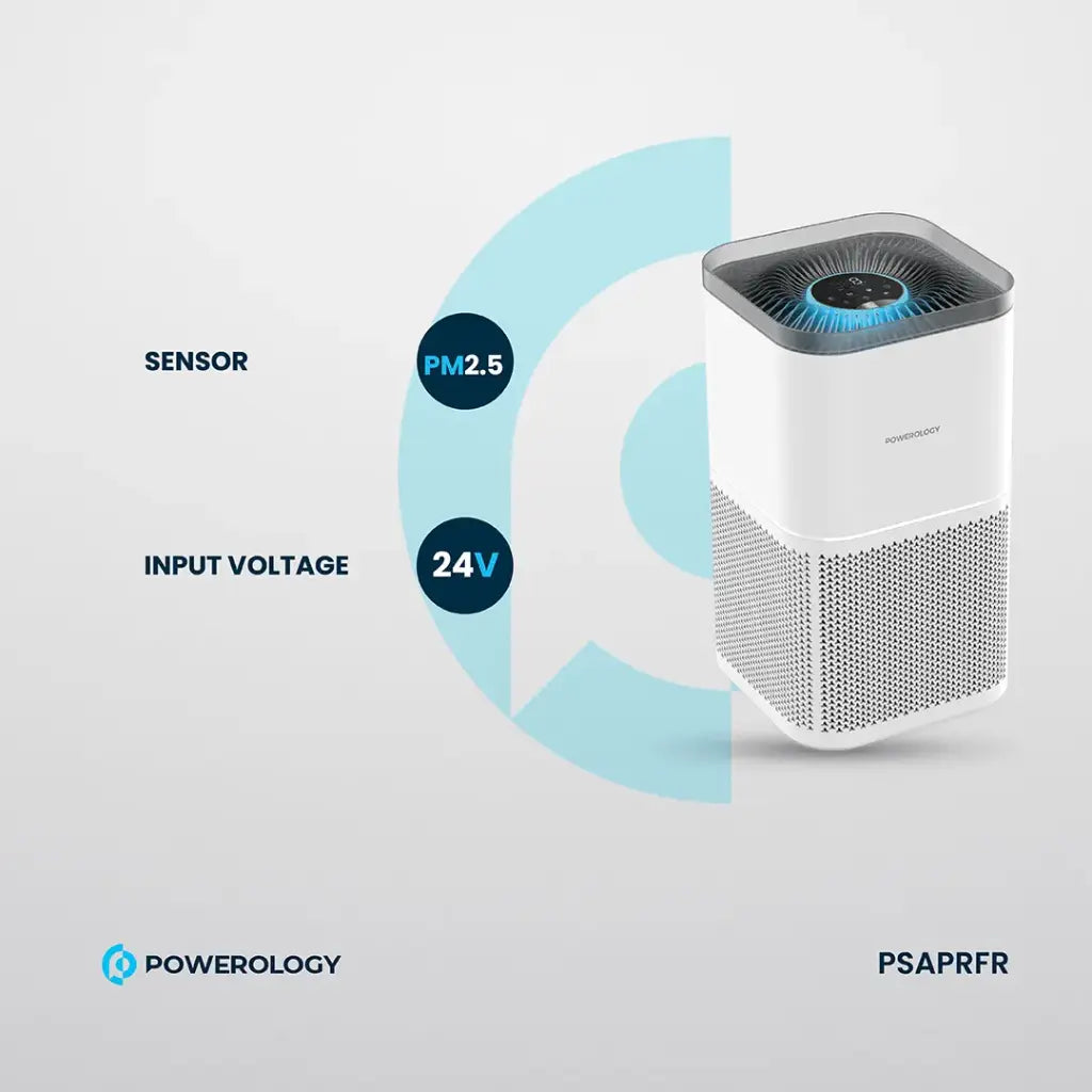 جهاز تنقية الهواء الذكي من باورولوجي لازالة الروائح والدخان - ابيض | Powerology Smart Air Purifier Eliminate Odor & Smoke - White.