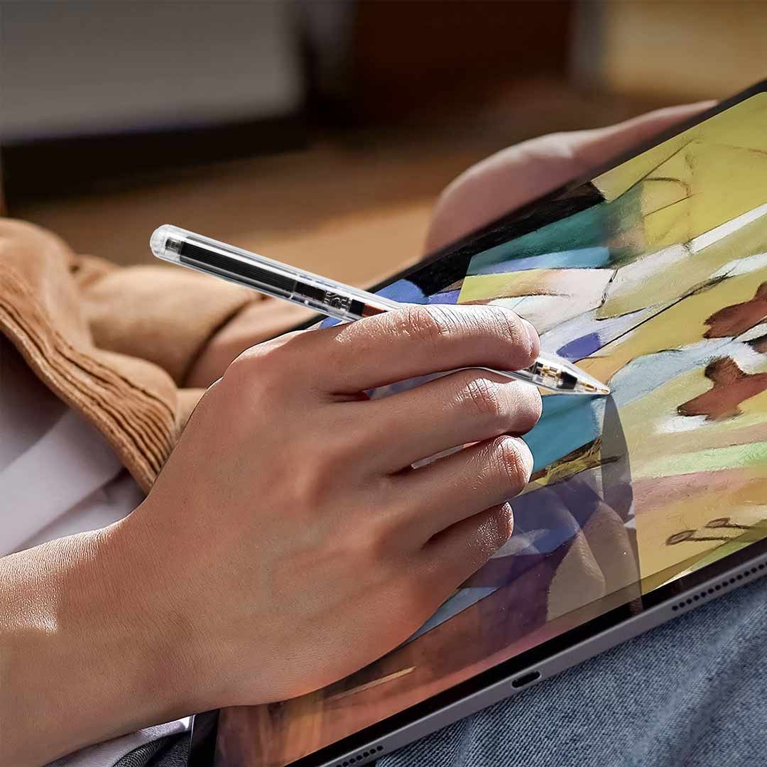 قلم باورولوجي الذكي الشفاف للايباد بطرف 1.5 ملم | Powerology 1.5mm Tip Smart Apple iPad Transparent Pencil.