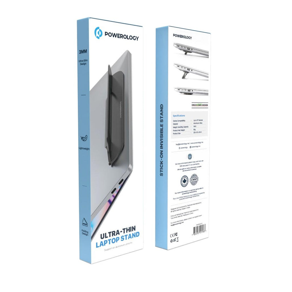حامل لابتوب باورولوجي المنيوم قابل للطي ومحمول - رمادي | Powerology Aluminum Foldable and Portable Laptop Stand – Grey.
