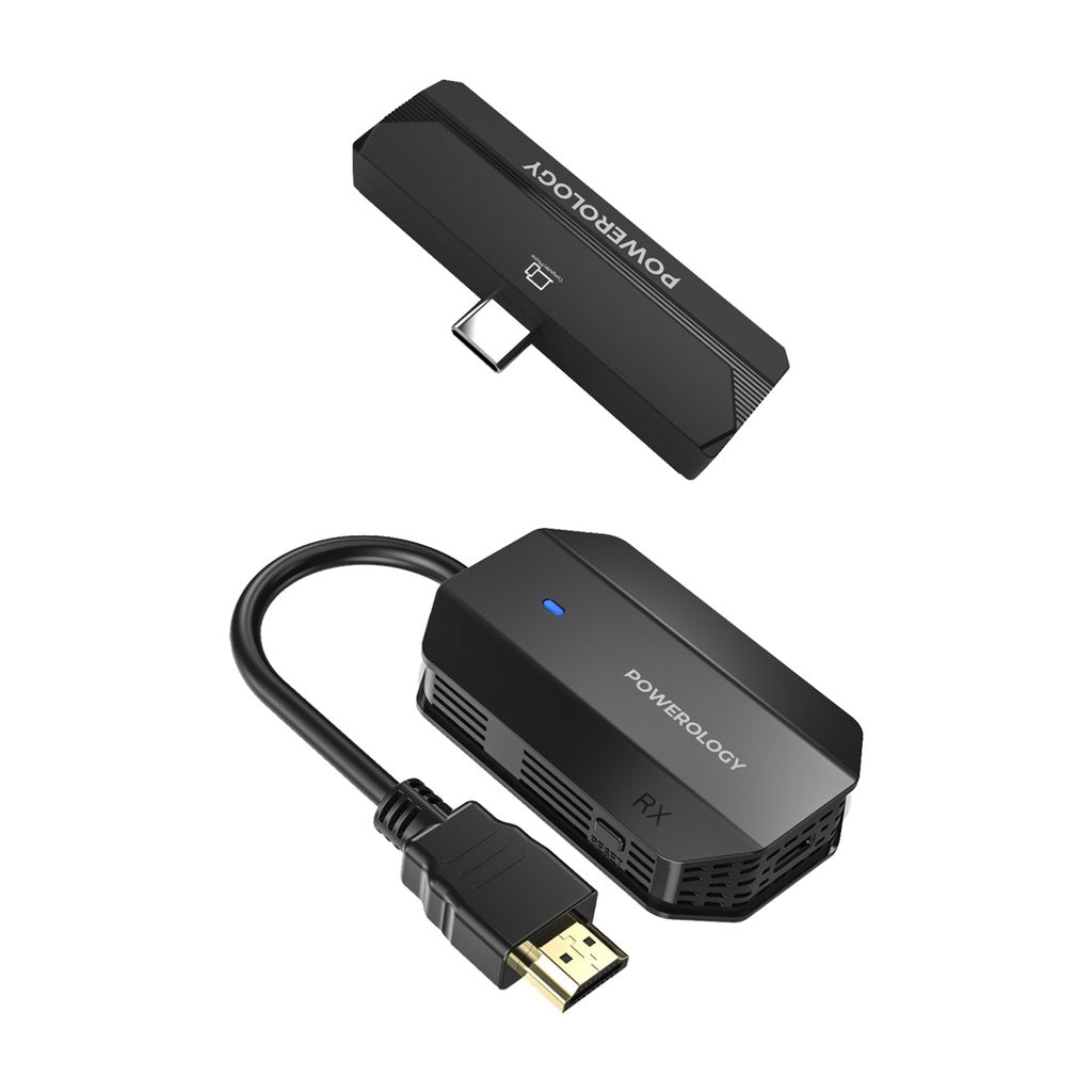 باورولوجي محول HDMI لاسلكي تايب سي للصوت والفيديو - اسود | Powerology Wireless HDMI Type-C Adapter Audio & Video – Black.