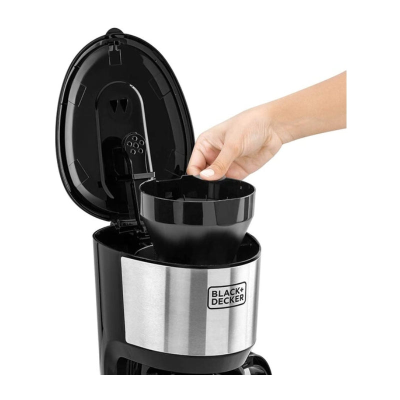 آلة صنع القهوة بلاك اند ديكر بقدرة 750 واط و سعة 1.25 لتر لتجربة قهوة مثالية - اسود و فضي | Black+Decker 750W 10-Cup Drip Coffee Maker 1.25L - Black & Silver