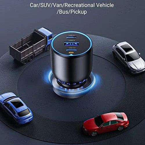 شاحن سيارة بقدرة 100 مع منفذين تايب سي ومنفذ يو اس بي من راف باور - RAVPower PD 100W 3-Port Car Charger