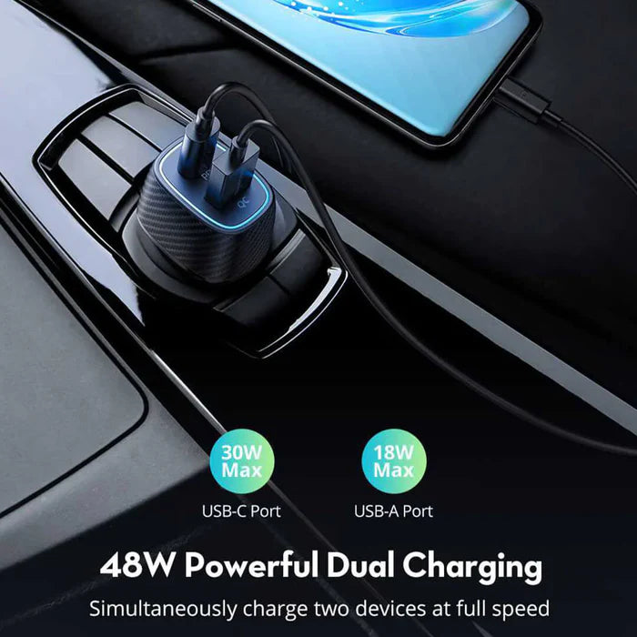 شاحن سيارة 60 واط مع منفذين تايب سي ويو اس بي من راف باور - RAVPower PD Pioneer 48W 2-Port USB Car Charger