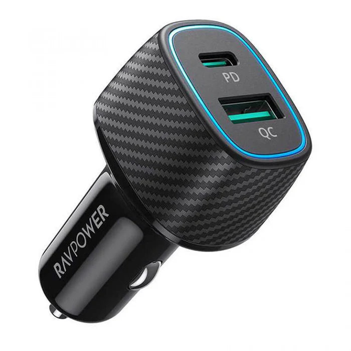 شاحن سيارة 60 واط مع منفذين تايب سي ويو اس بي من راف باور - RAVPower PD Pioneer 48W 2-Port USB Car Charger