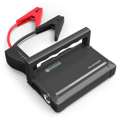 شاحن بطارية سيارة 18000ملي أمبير قدرة 600 أمبير مع لايت عملاق ومنافذ شحن من راف باور - RAVPower Car Jump Starter 18000mAh 600A Peak Current Element