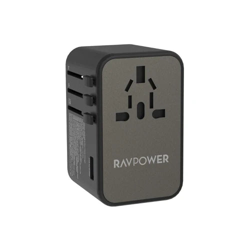 RAVPower RP-PC1043 GaN 75W Universal Travel Charger 4-Port - شاحن السفر العالمي راف باور GaN قدرة 75 واط، 4 منافذ