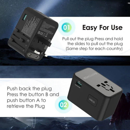 RAVPower RP-PC1043 GaN 75W Universal Travel Charger 4-Port - شاحن السفر العالمي راف باور GaN قدرة 75 واط، 4 منافذ