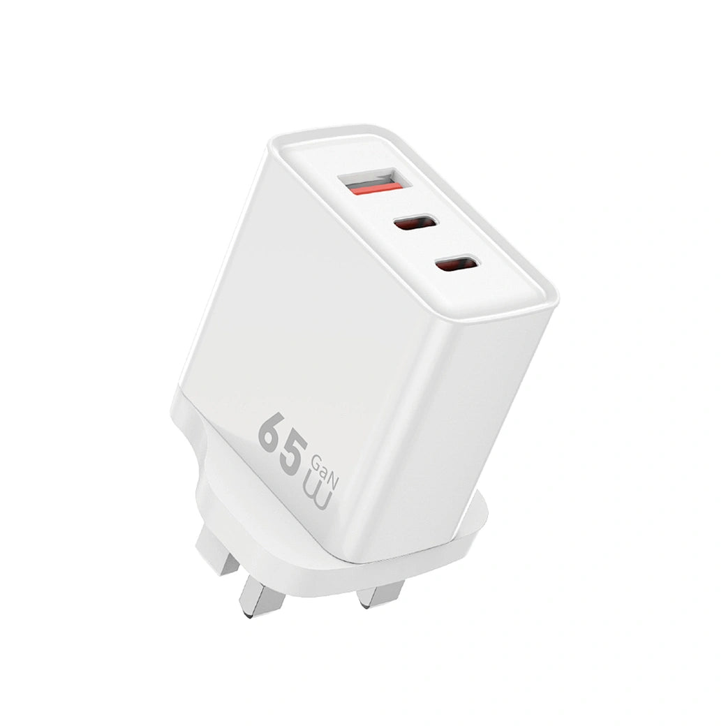شاحن جداري ويوو سريع GaN بقدرة شحن 65 واط - ابيض | WiWU Wi-G005 65W Essen GaN Fast Charger for Laptop UK Plug - White