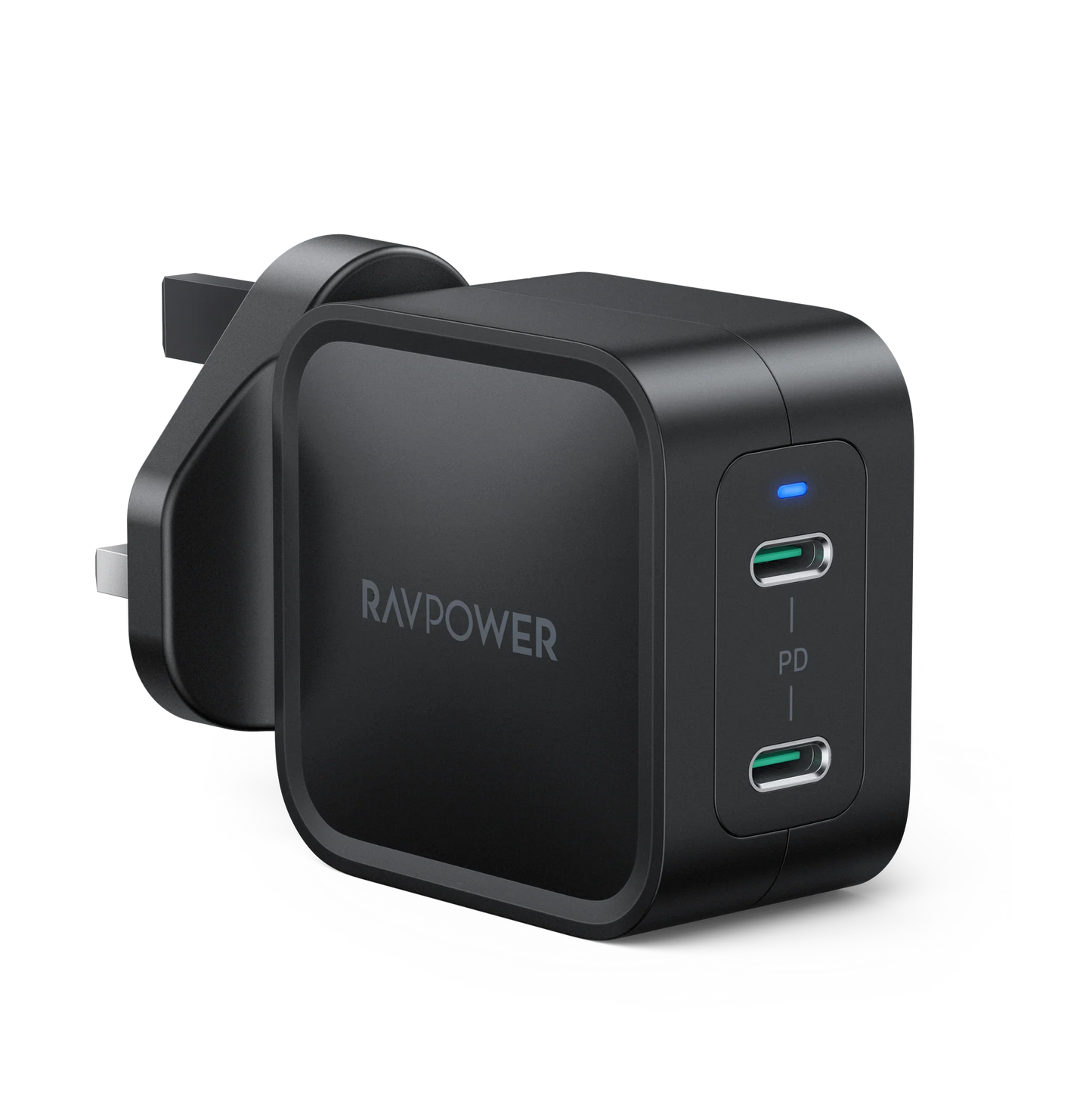 شاحن بقدرة 65 واط مع منفذين تايب سي - RAVPower 65W GaN Tech Wall Charger (PD3.0)