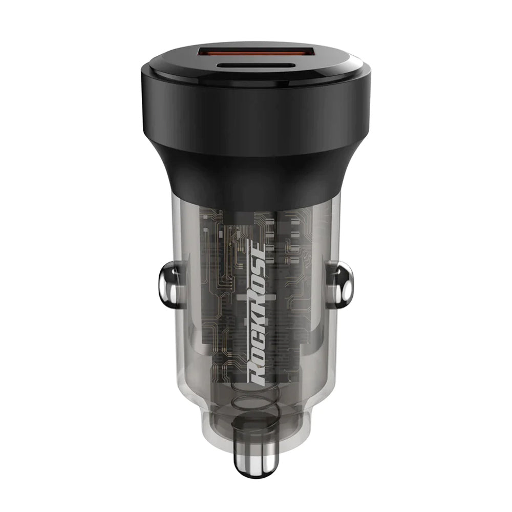 روكروز 30 واط شاحن سيارة بمنفذين ادخال - Rockrose 30W PD & QC 3.0 Dual Port Car Charger