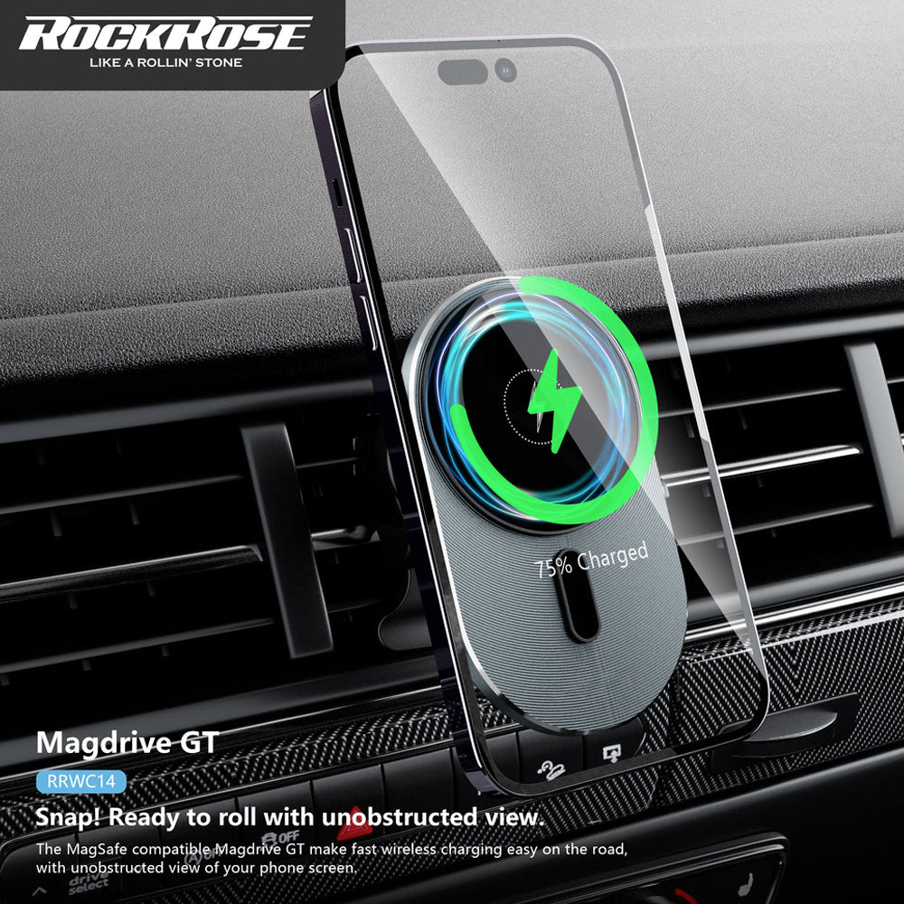 Rockrose 15W Wireless Magnetic Car Charger Magdrive - شاحن سيارة مغناطيسي لاسلكي روك روز بقدرة 15 واط