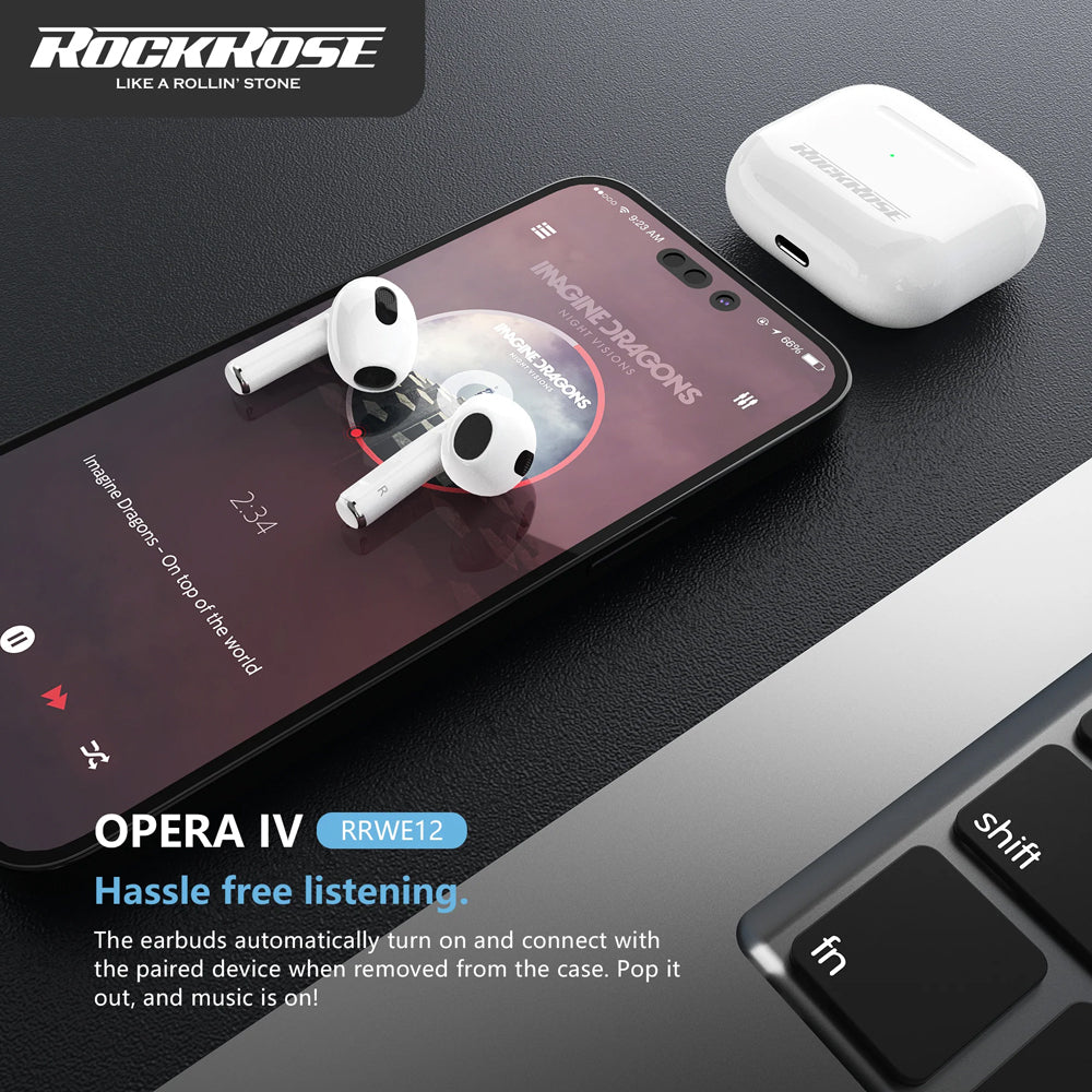 RockRose Opera IV True Wireless Bluetooth Earbuds Smart Touch Music - سماعات أذن روك روز اوبيرا اي في ترو لاسلكية تعمل بالبلوتوث وموسيقى تعمل باللمس الذكي