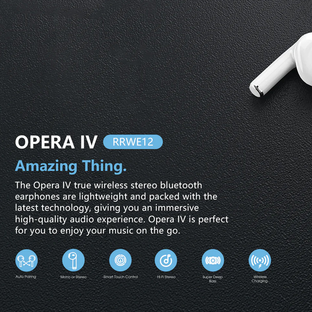 RockRose Opera IV True Wireless Bluetooth Earbuds Smart Touch Music - سماعات أذن روك روز اوبيرا اي في ترو لاسلكية تعمل بالبلوتوث وموسيقى تعمل باللمس الذكي