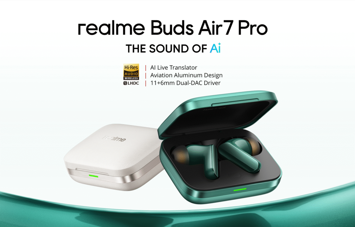 سماعة ريلمي بودز اير 7 برو مع ترجمة فورية بالذكاء الاصطناعي, مدة تشغيل حتى 48 ساعة - ابيض | Realme Buds Air 7 Pro with AI Live Translation, 48 Hrs Playtime - White